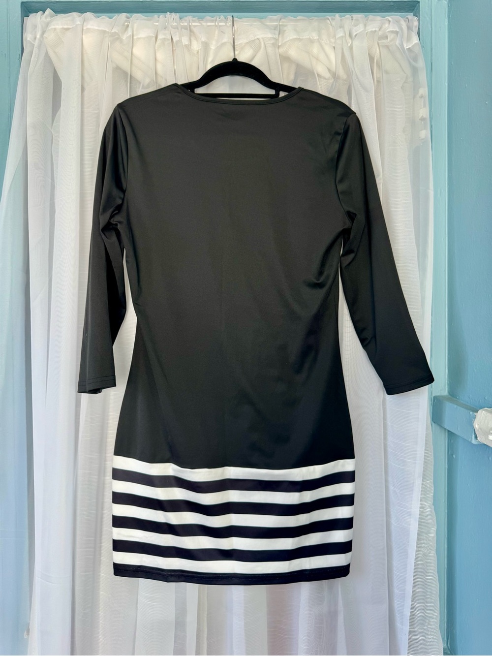Black Striped Hem Women's Dress